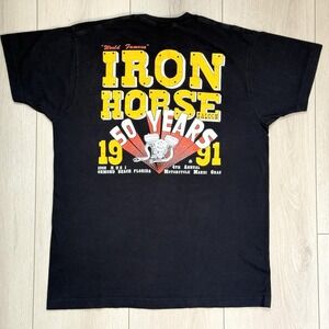VTG 1991 Iron Horse Saloon Bike Week Tee XL Black USA Single Stitch Desert Storm